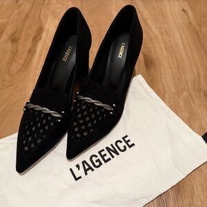 L'AGENCE Eleonore Black Suede Pump